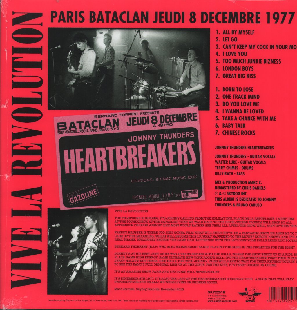 Johnny Thunders And The Heartbreakers - Vive La Revolution - Lp