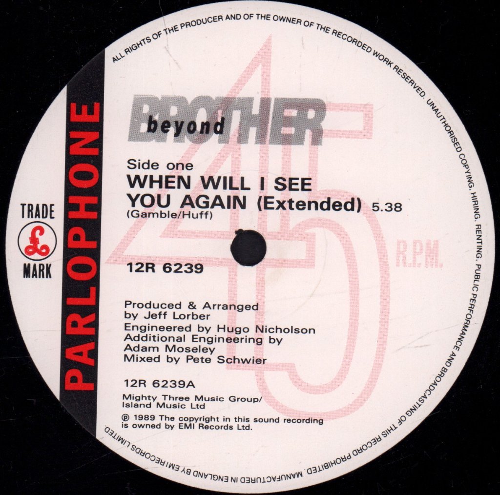 Brother Beyond - When Will I See You Again - 12 Inch