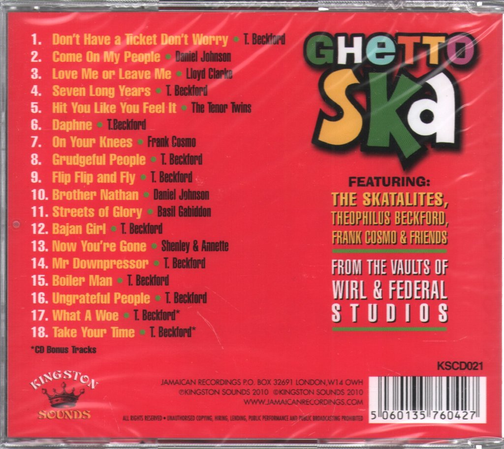 Various Artists - Ghetto Ska - From The Vaults Of Wirl & Federal Studios - Cd
