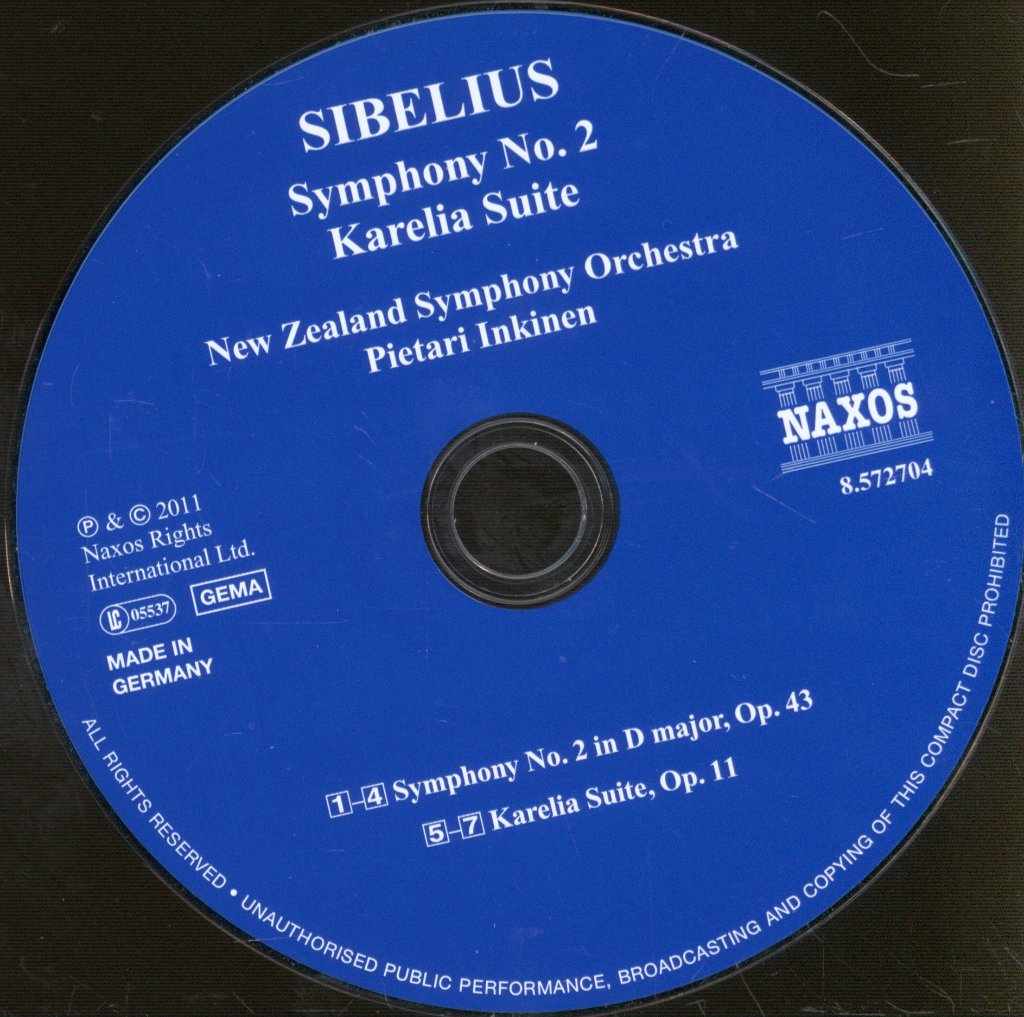 New Zealand Symphony Orchestra, Pietari Inkinen - Sibelius - Symphonie No. 2 - Karelia Suite - Cd