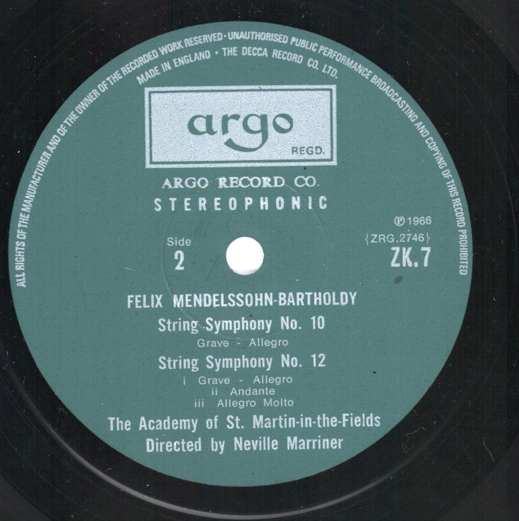 Neville Marriner / Academy Of St. Martin In The Fields - Mendelssohn String Symphonies Nos. 9, 10 & 12 - Lp