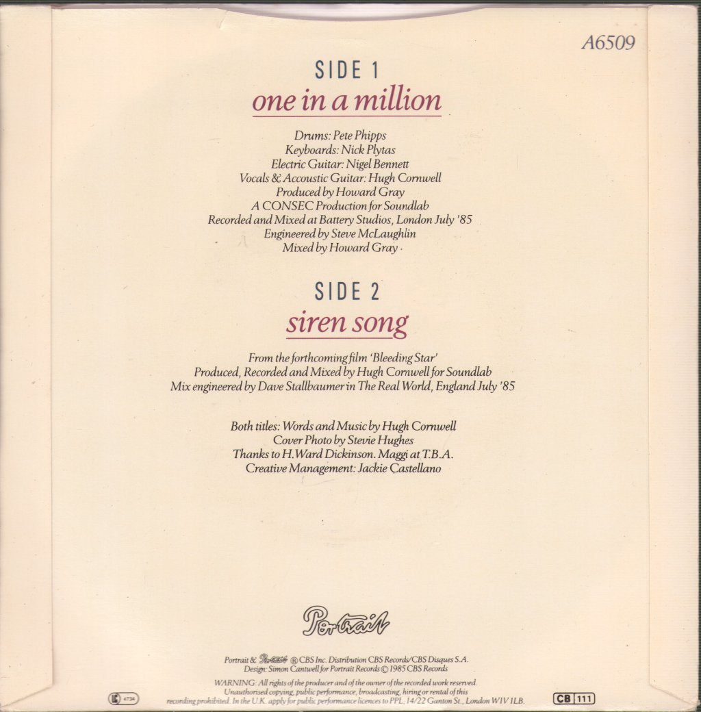 Hugh Cornwell - One In A Million - 7 Inch
