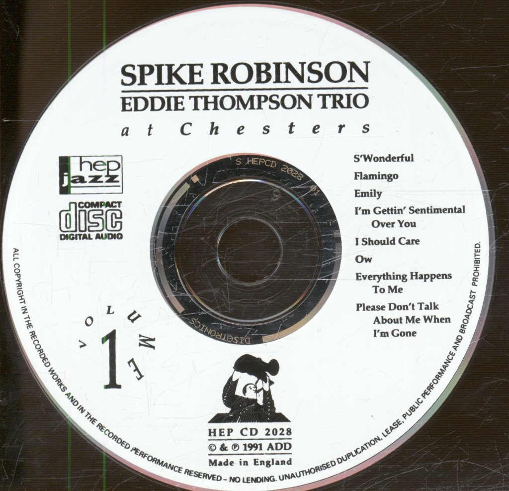 Spike Robinson With Eddie Thompson Trio - At Chesters Volume One - Cd