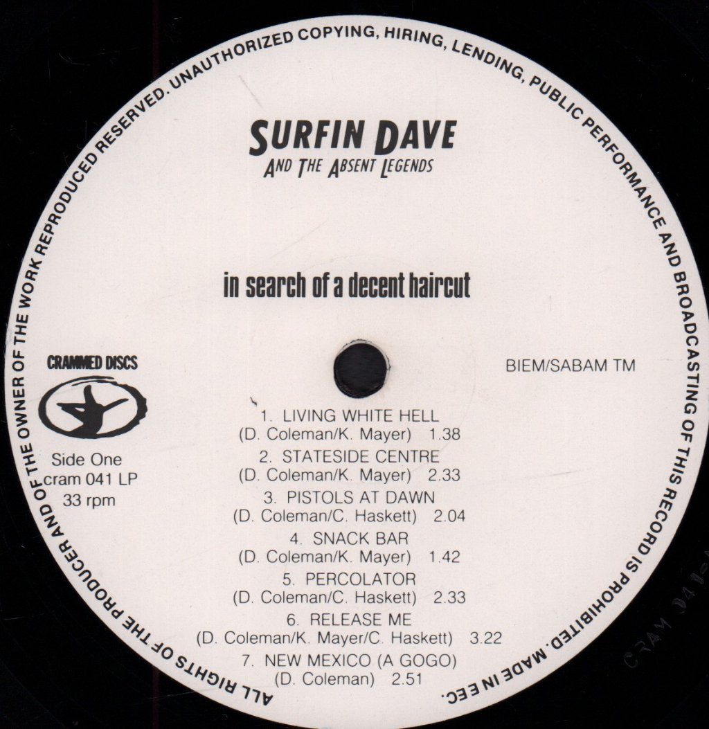 Surfin Dave And The Absent Legends - In Search Of A Decent Haircut - Lp