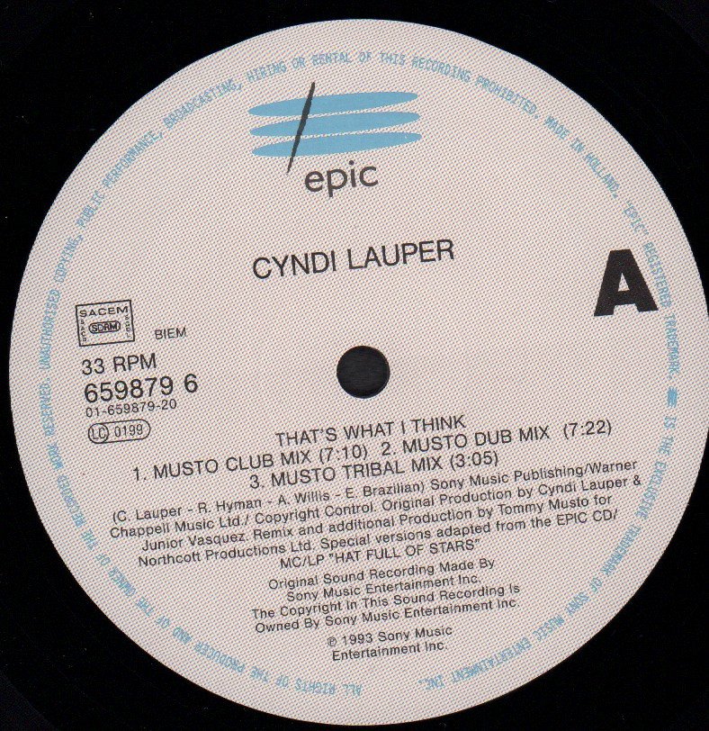 Cyndi Lauper - That's What I Think - 12 Inch