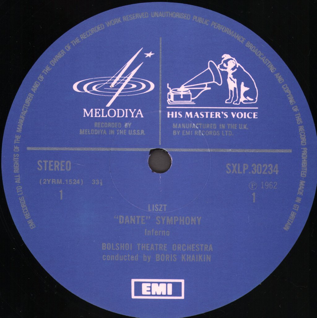 Boris Khaikin And Bolshoi Theatre Orchestra - Liszt Dante Symphony - Lp