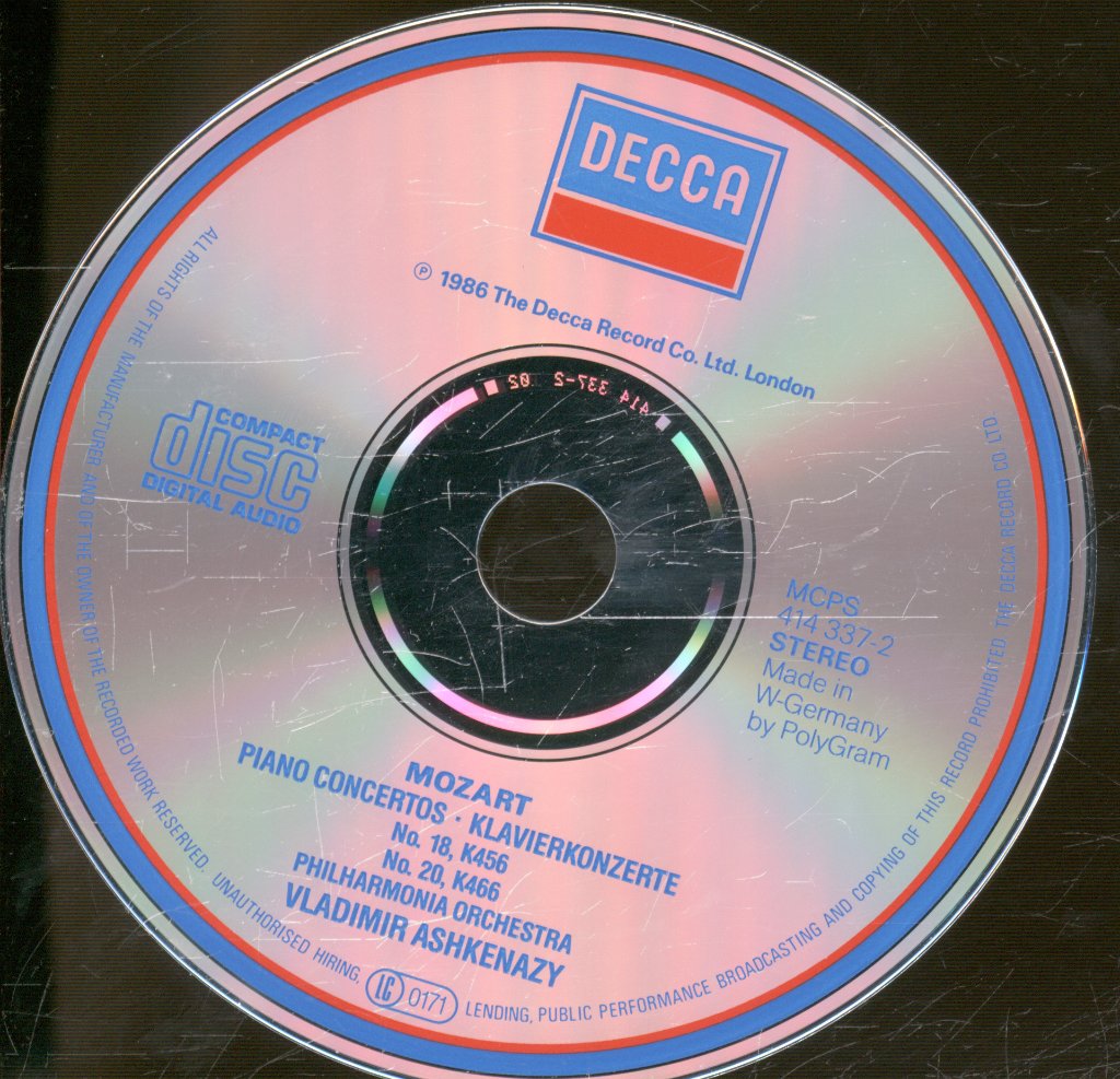 Philharmonia Orchestra / Vladimir Ashkenazy - Mozart - Piano Concertos No.18, K456 • No.20, K466 - Cd