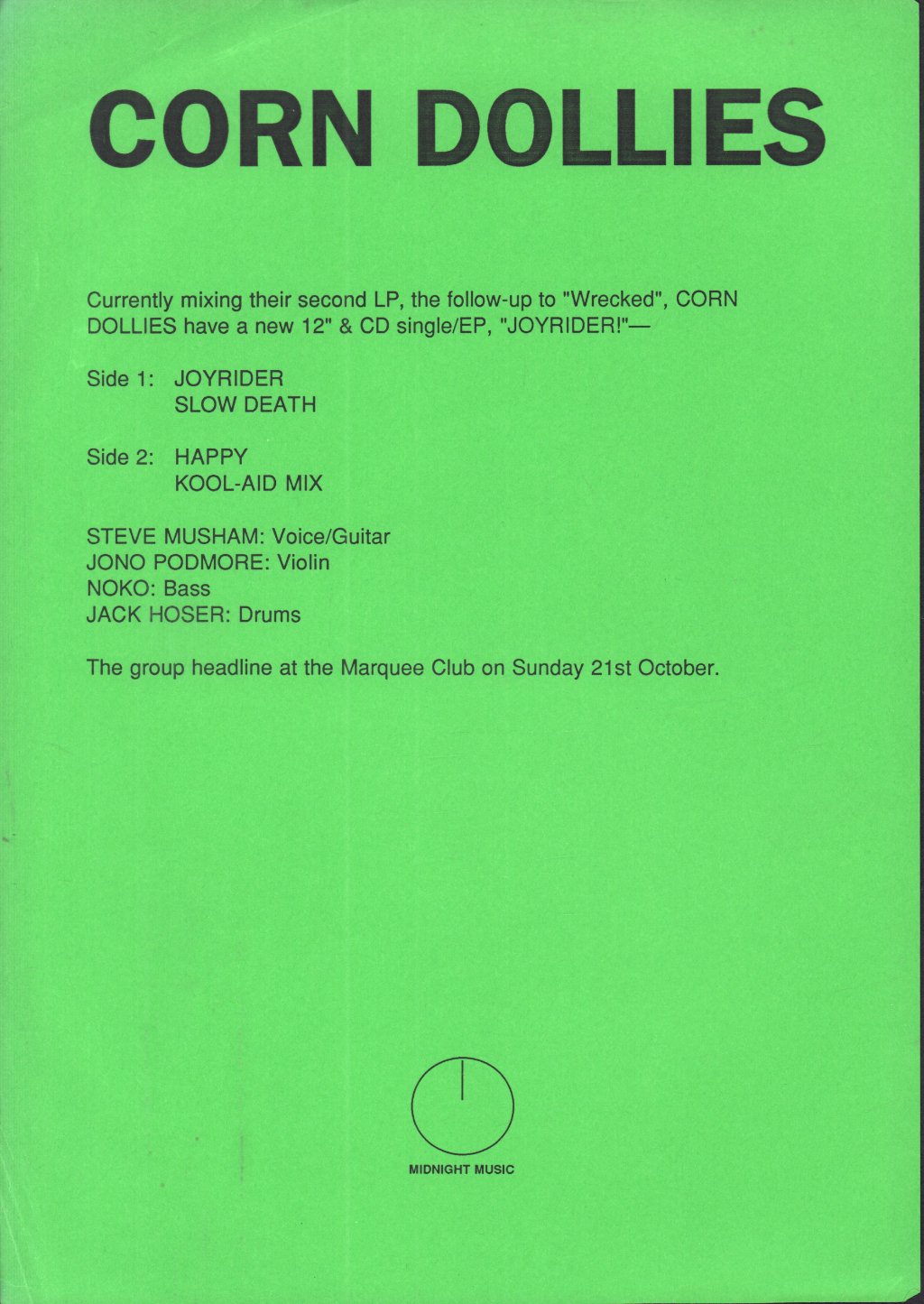 Corn Dollies - Joyrider - 12 Inch