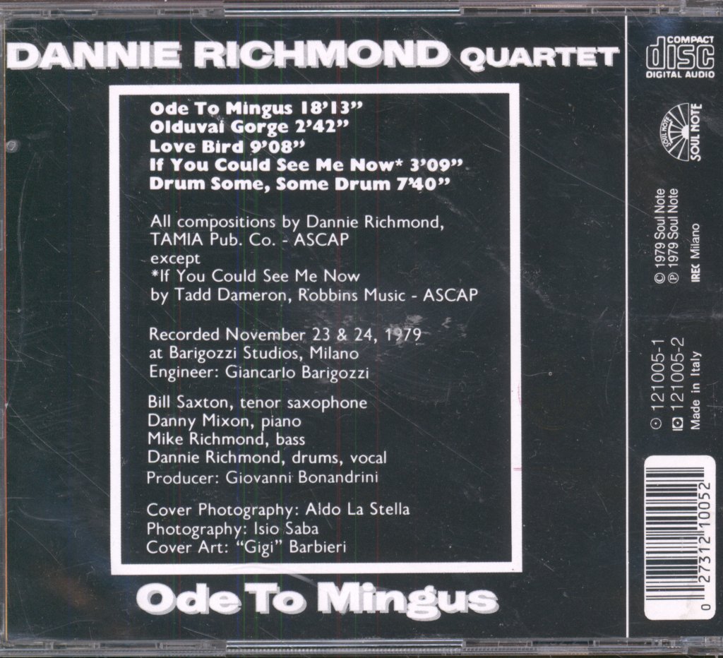 Dannie Richmond Quartet - Ode To Mingus - Cd