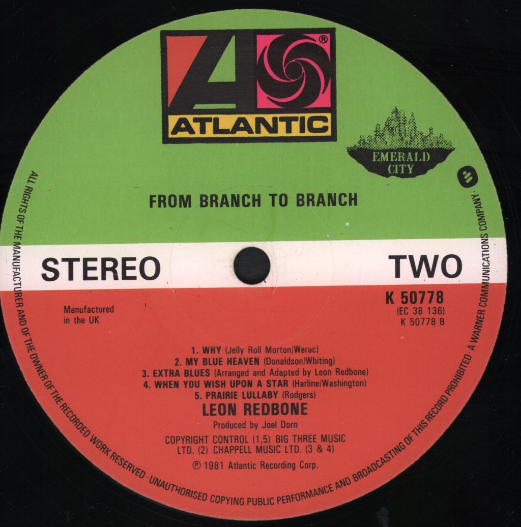 Leon Redbone - From Branch To Branch - Lp