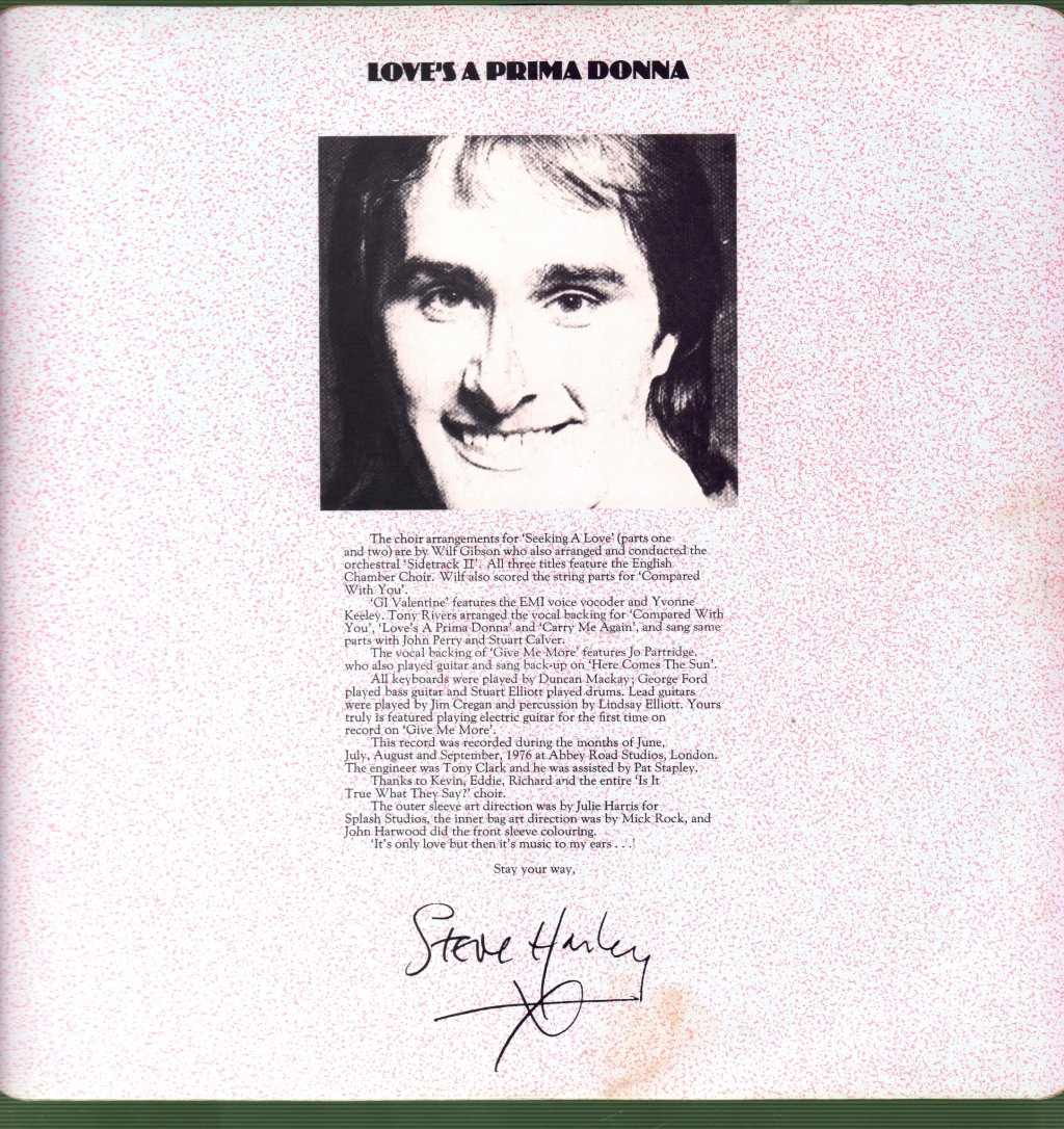 Steve Harley And Cockney Rebel - Love's A Prima Donna - Lp