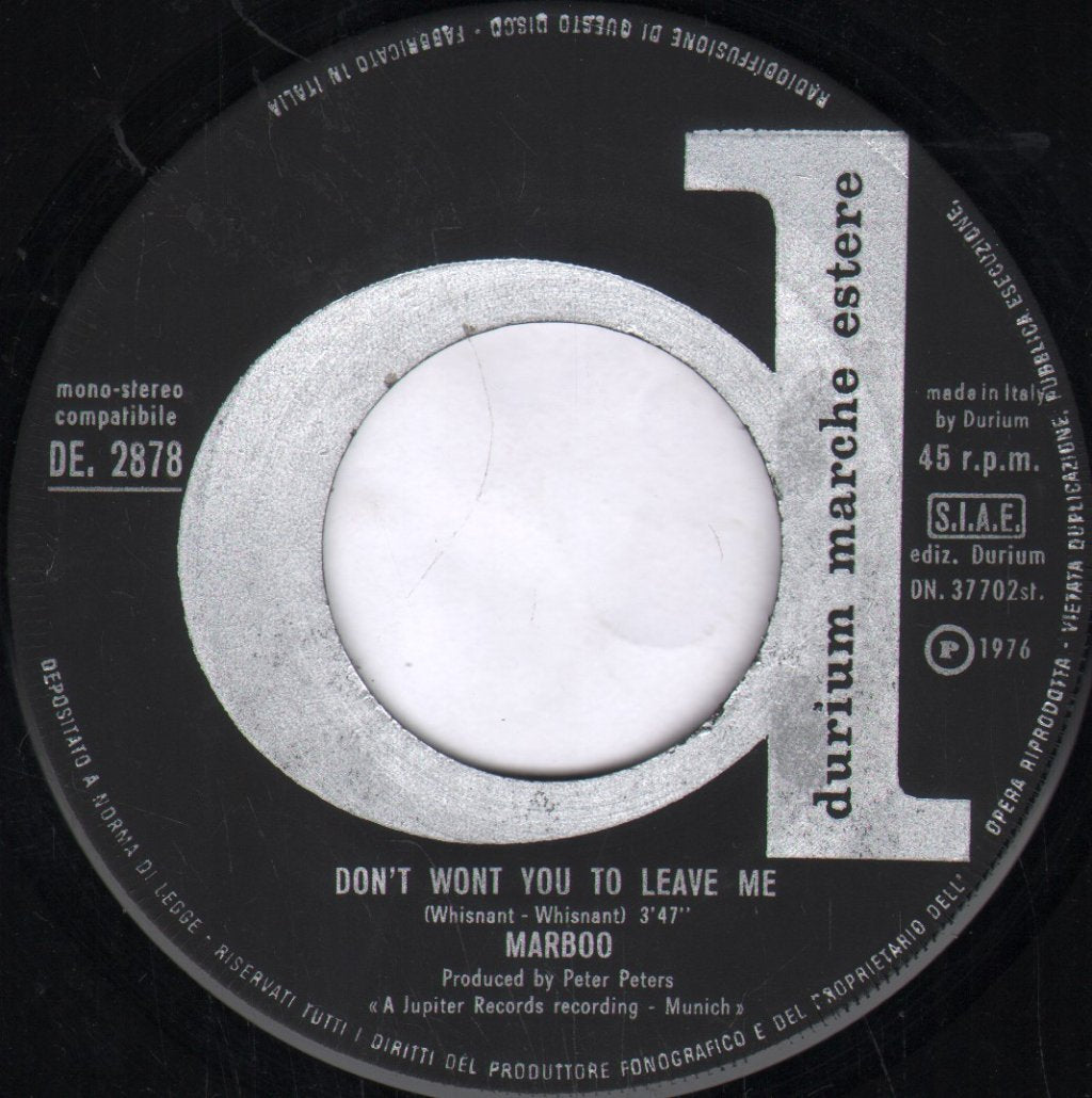 Marboo - Fallin' In Love In Summertime / Don't Wont You To Leave Me - 7 Inch