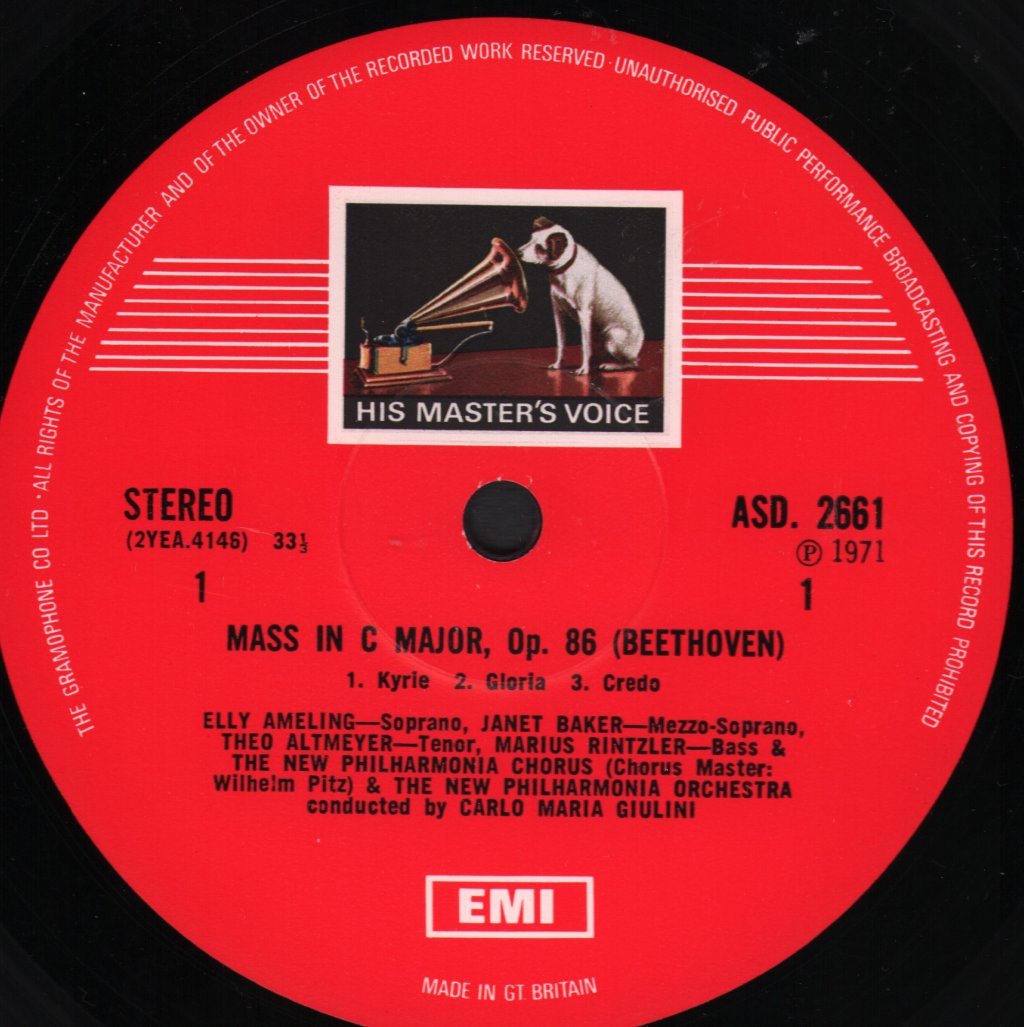 Elly Ameling / Janet Baker / Theo Altmeyer / Carlo Maria Giulini / New Philharmonia - Beethoven - Mass In C - Lp