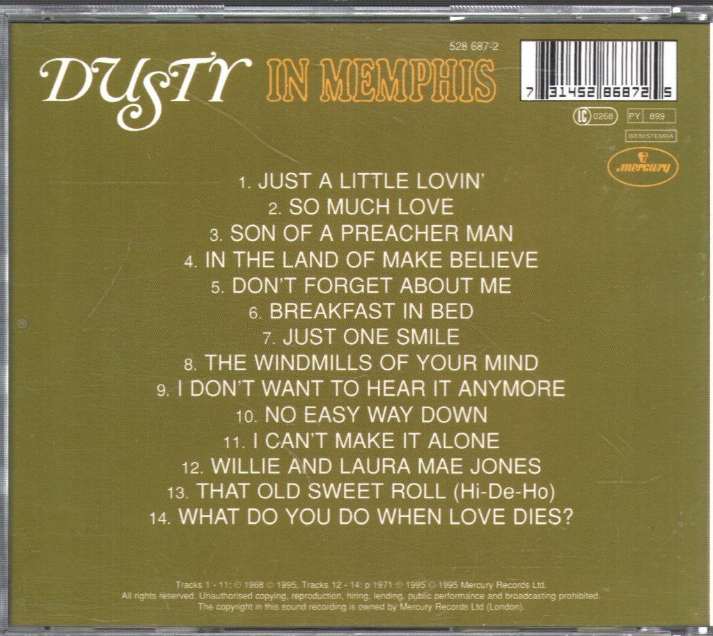 Dusty Springfield - Dusty In Memphis - Cd