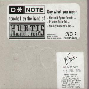 D Note - Say What You Mean - Cd