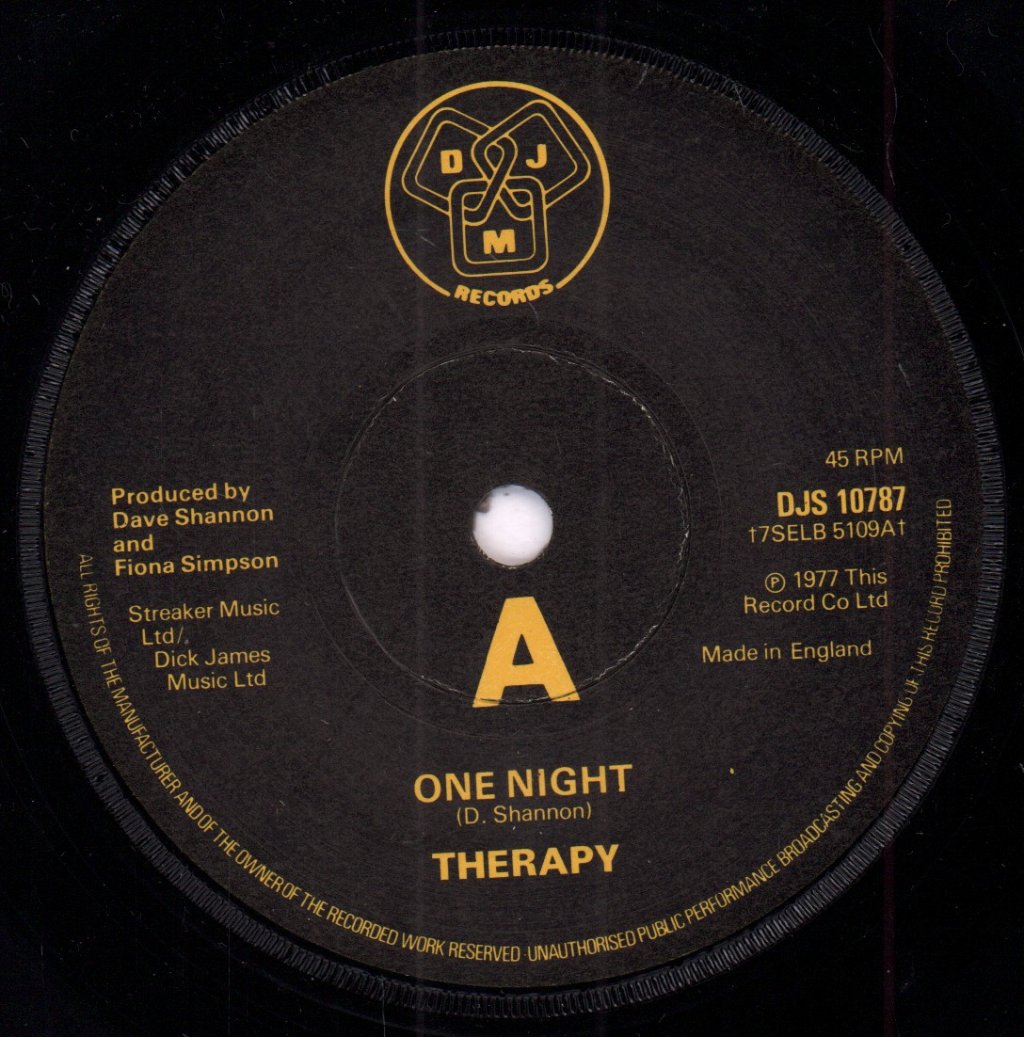 Therapy (Folk Group) - One Night - 7 Inch
