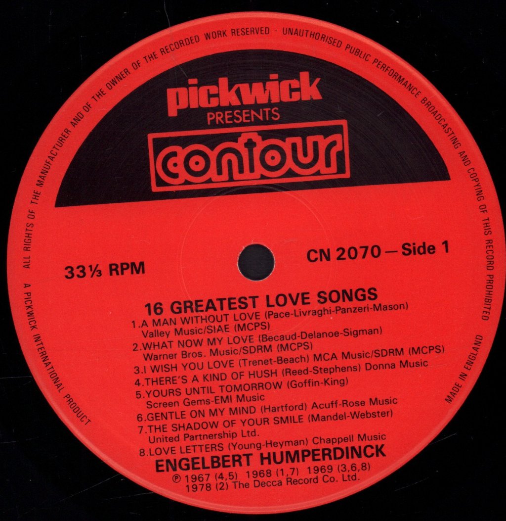 Engelbert Humperdinck - 16 Greatest Love Songs - Lp