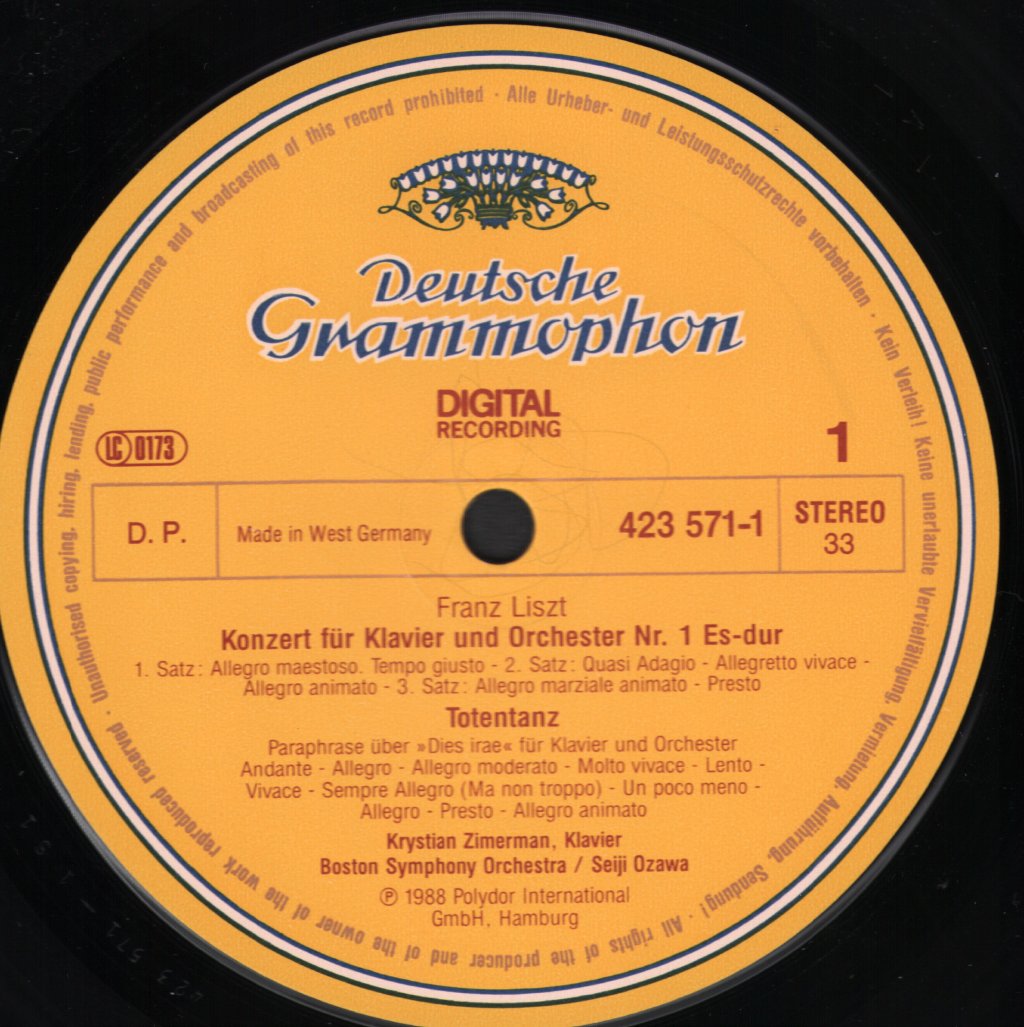 Krystian Zimerman / Seiji Ozawa / Boston Symphony Orchestra - Liszt Piano Concertos Nos 1 And 2 - Lp