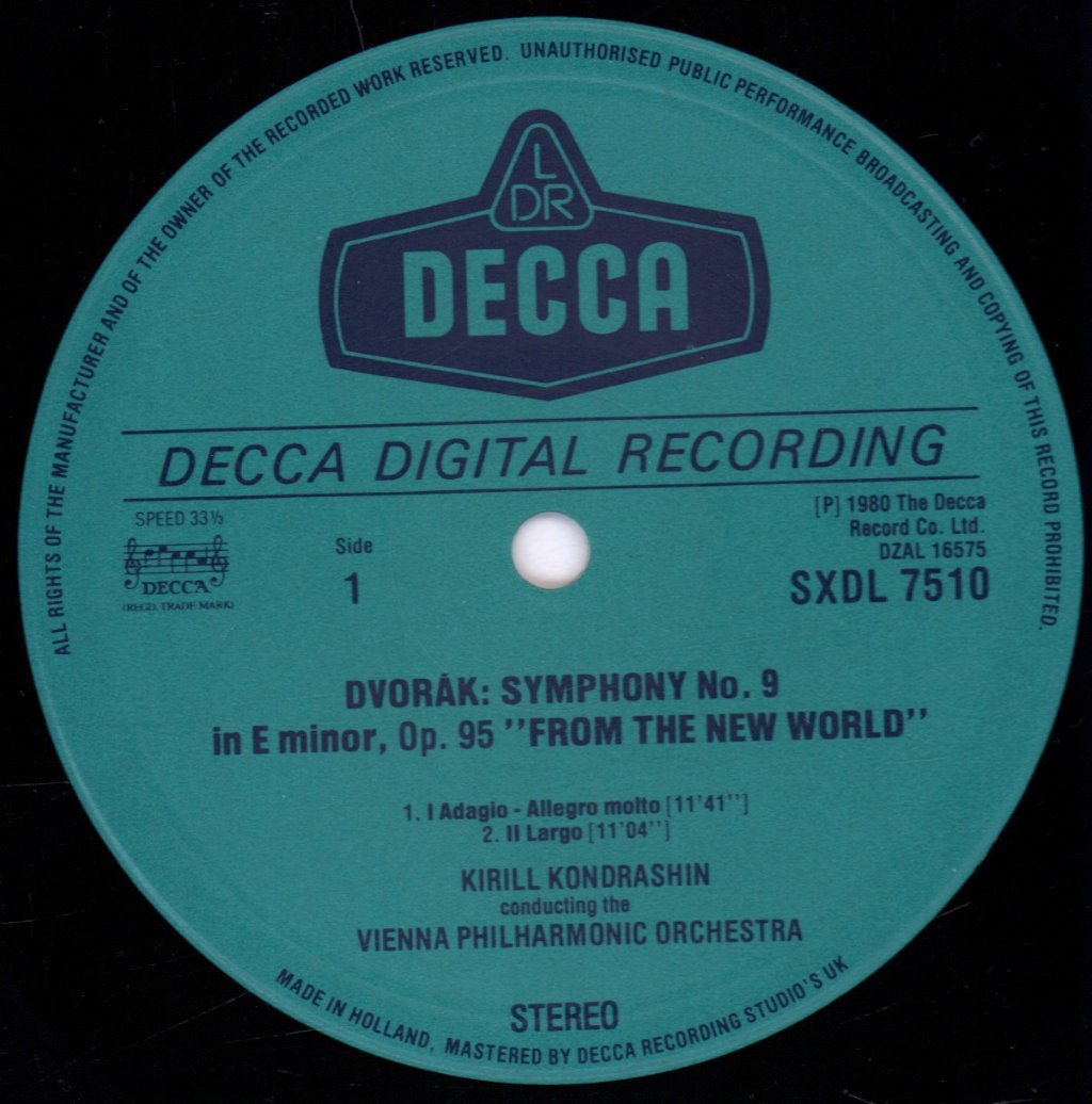 Kirill Kondrashin / Vienna Philharmonic - Dvorak - Symphony No.9 From The New World - Lp