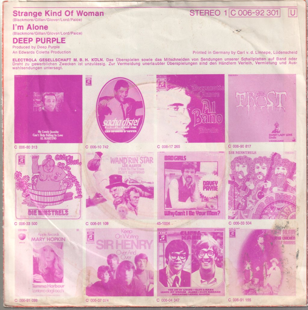 Deep Purple - Strange Kind Of Woman - 7 Inch