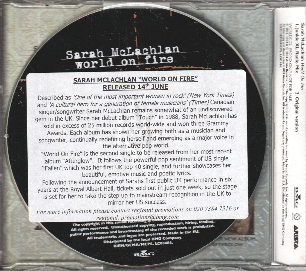 Sarah Mclachlan - World On Fire - Cd
