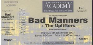 Bad Manners - Manchester Acadmey 06 December 2007 - Ticket