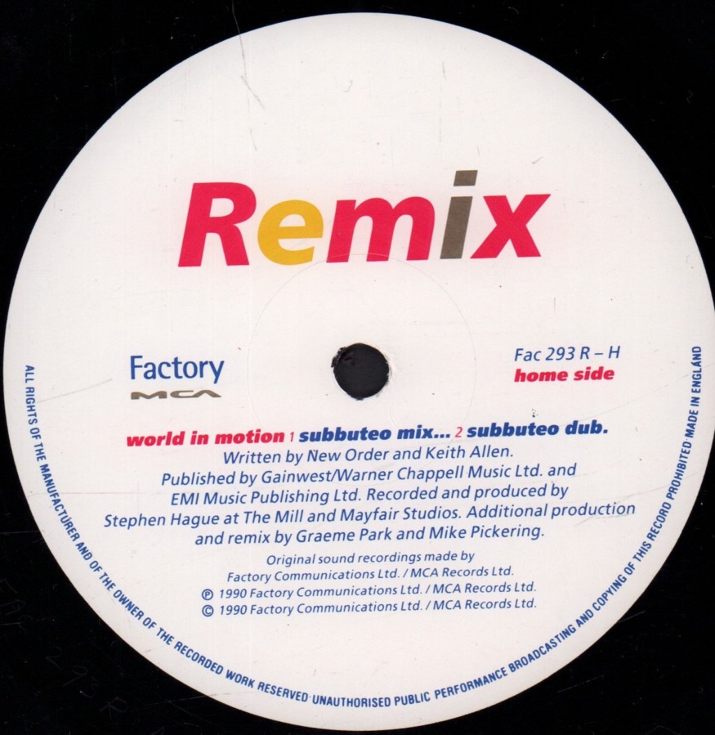 New Order - World In Motion - 12 Inch