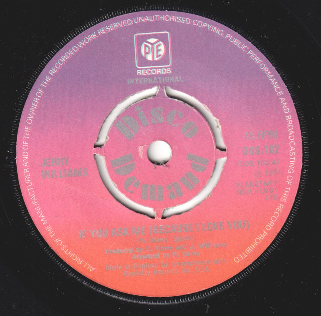Jerry Williams - If You Ask Me - 7 Inch