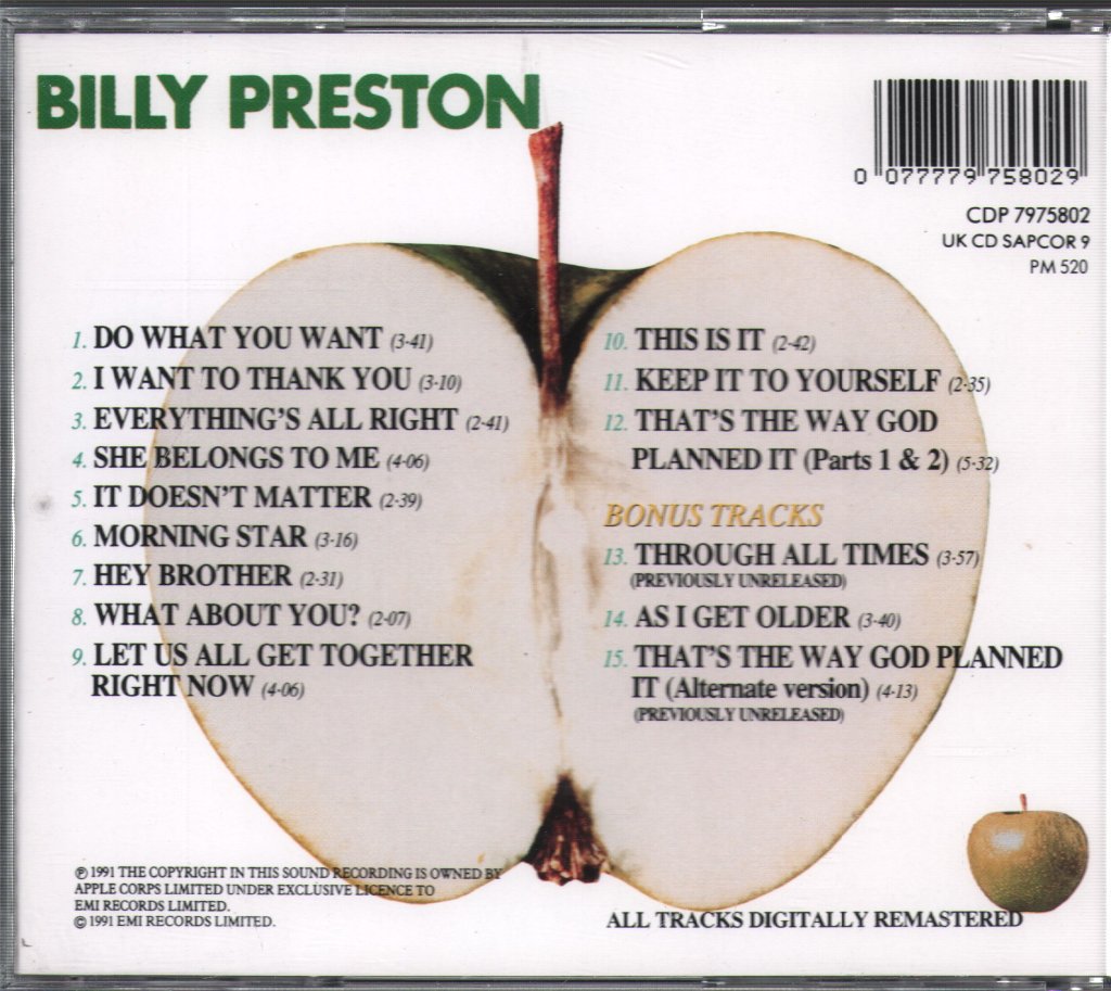 Billy Preston - That's The Way God Planned It - Cd