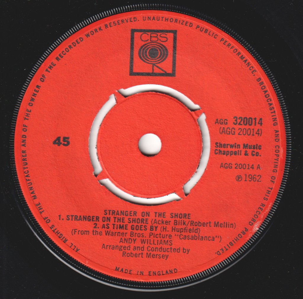 Andy Williams - Stranger On The Shore - 7 Inch