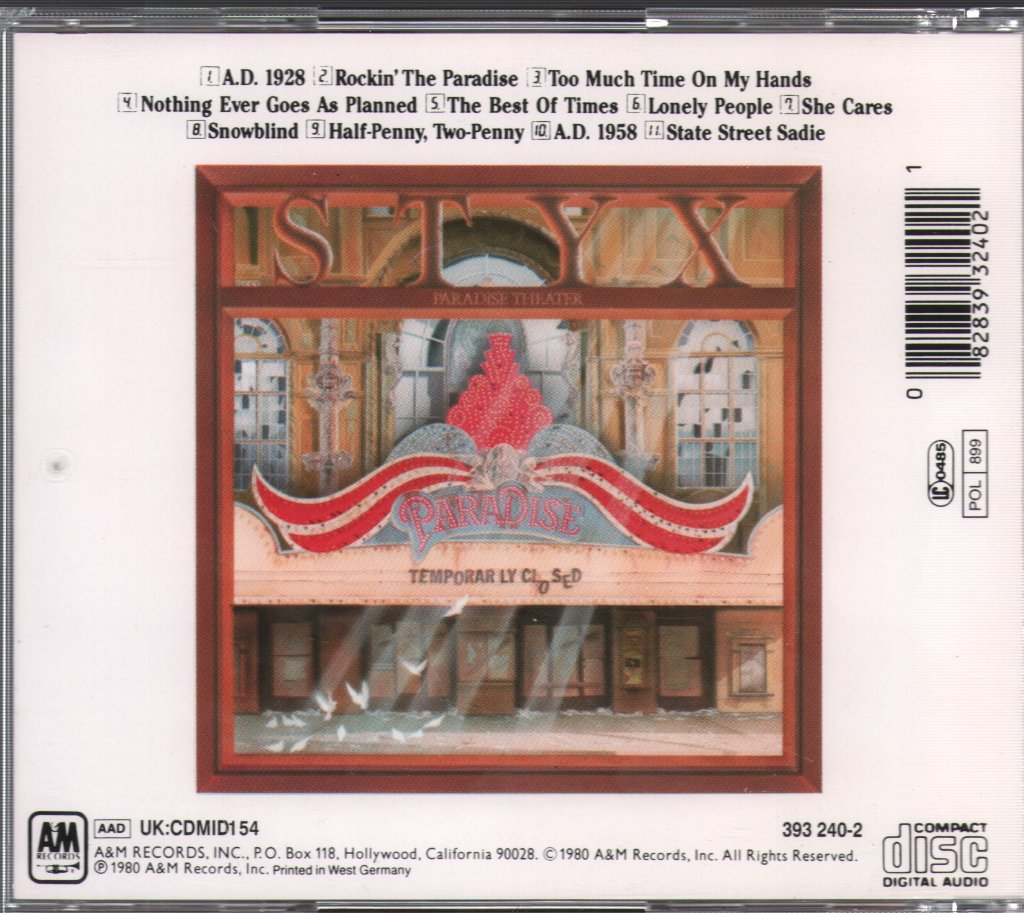 Styx - Paradise Theatre - Cd