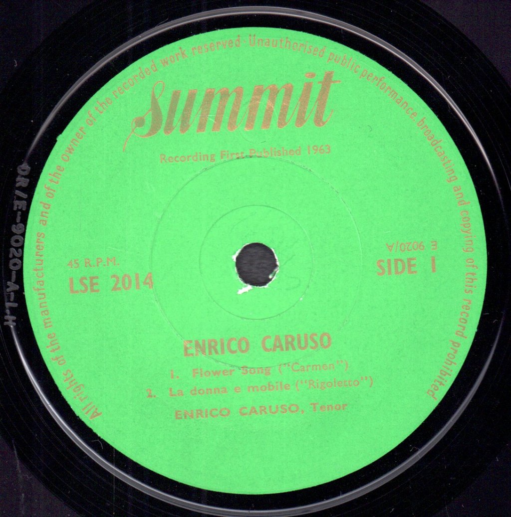 Enrico Caruso - Flower Song - 7 Inch