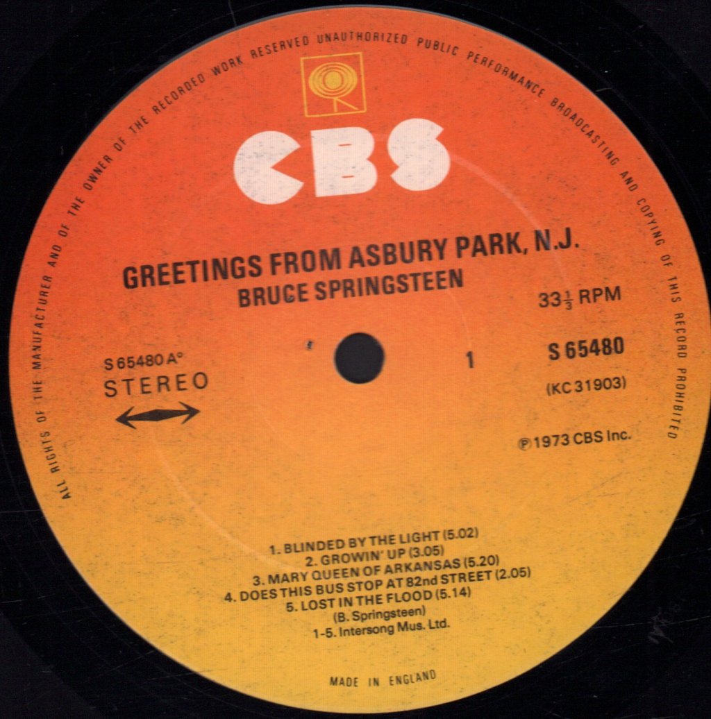 Bruce Springsteen - Greetings From Asbury Park N.J. - Lp