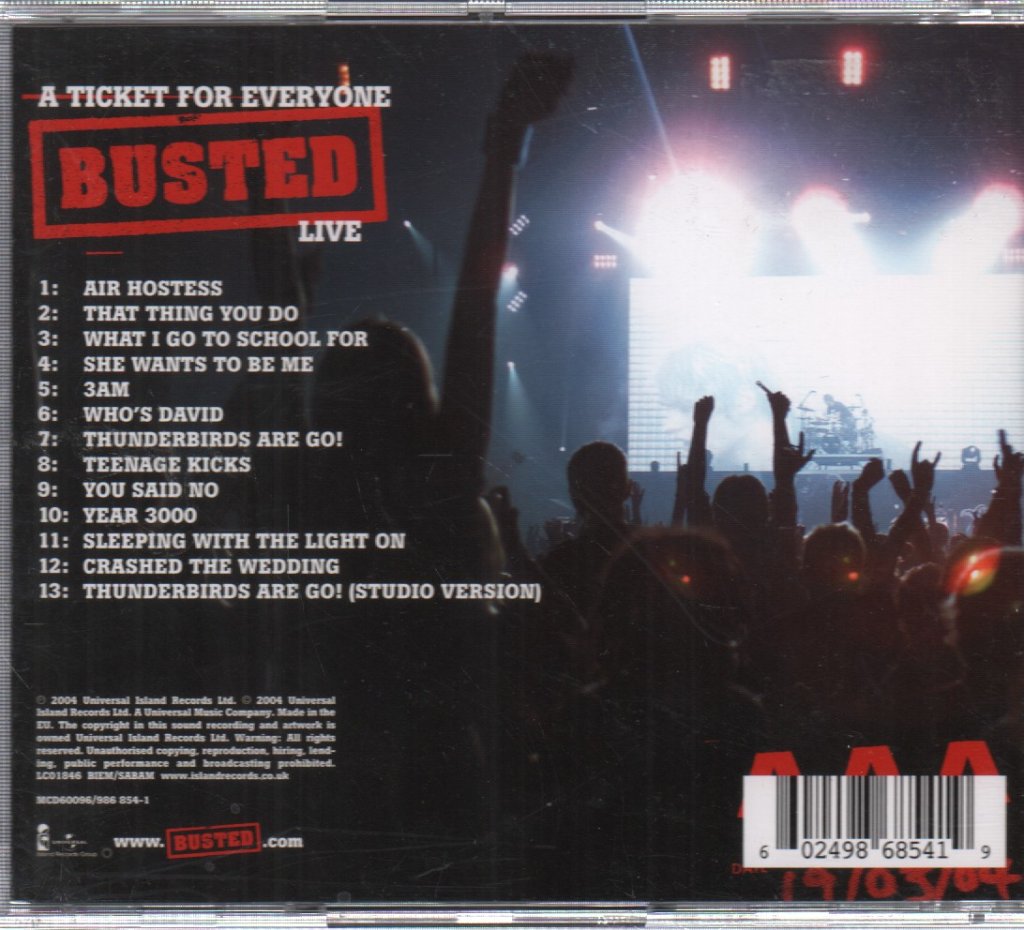 Busted - A Ticket For Everyone: Busted Live - Cd