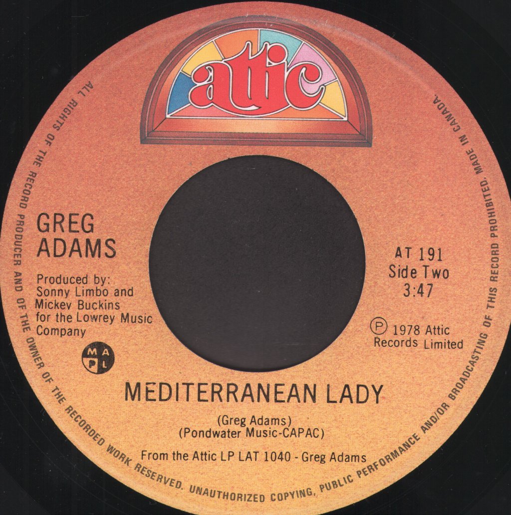 Greg Adams - Come Runnin' - 7 Inch