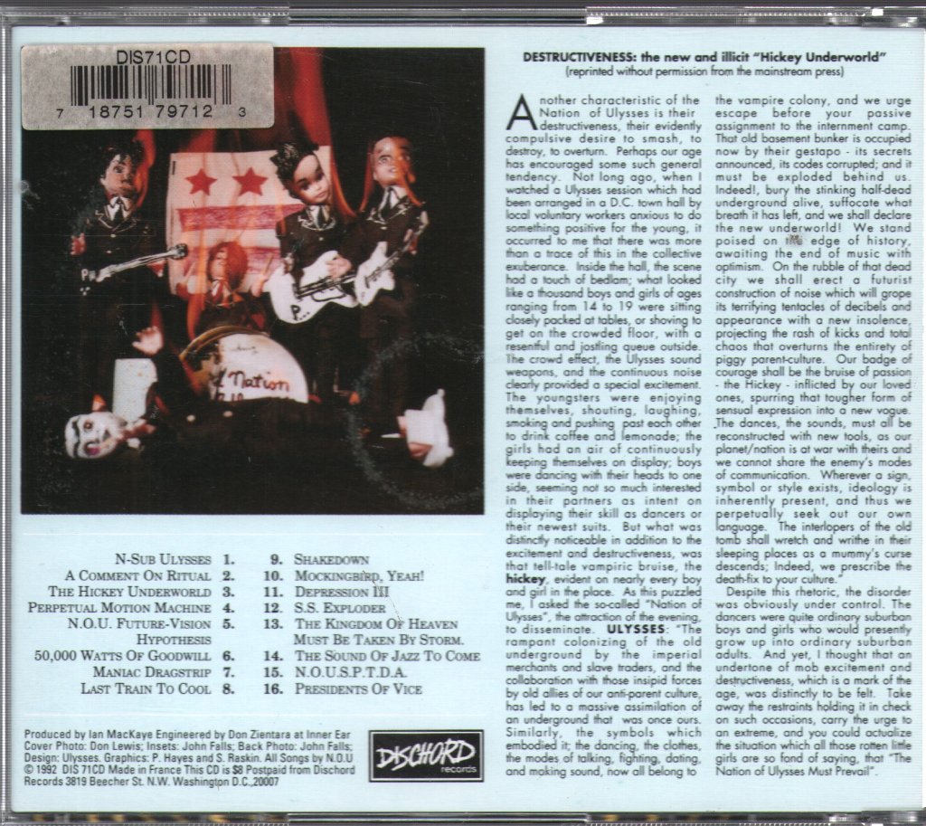 Nation Of Ulysses - Plays Pretty For Baby - Cd