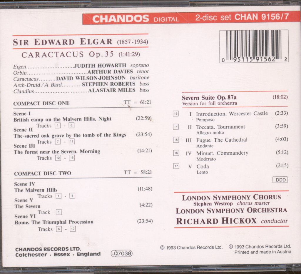 Richard Hickox, London Symphony Orchestra - Elgar - Caractacus, Severn Suite - Cd Set