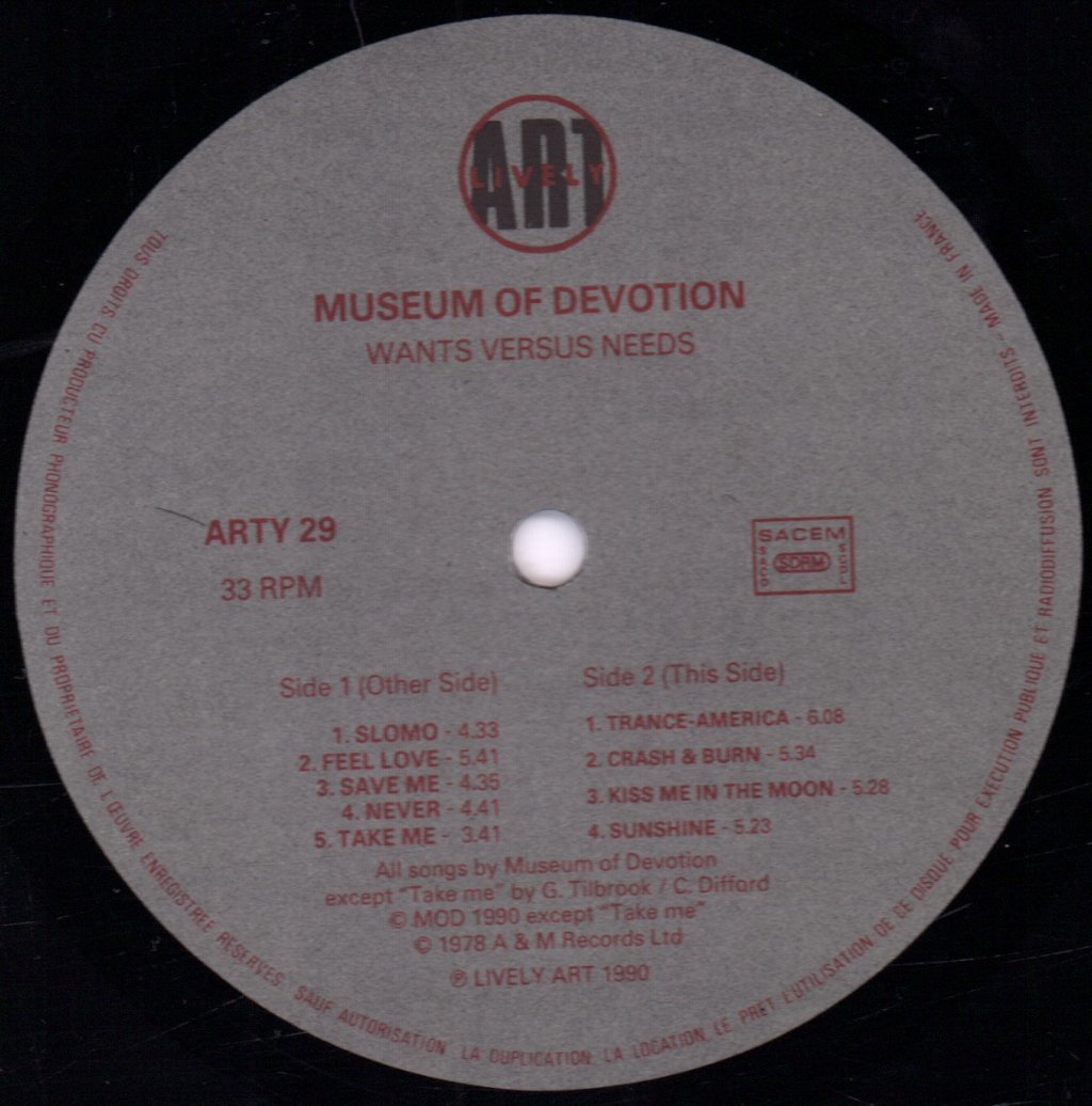 Museum Of Devotion - Wants Versus Needs - Lp