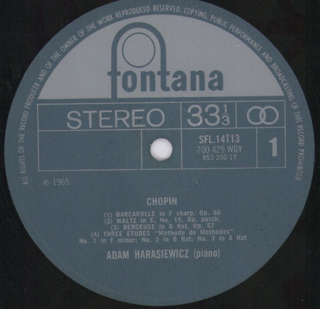Adam Harasiewicz - Chopin Barcarolle In F Sharp - Lp