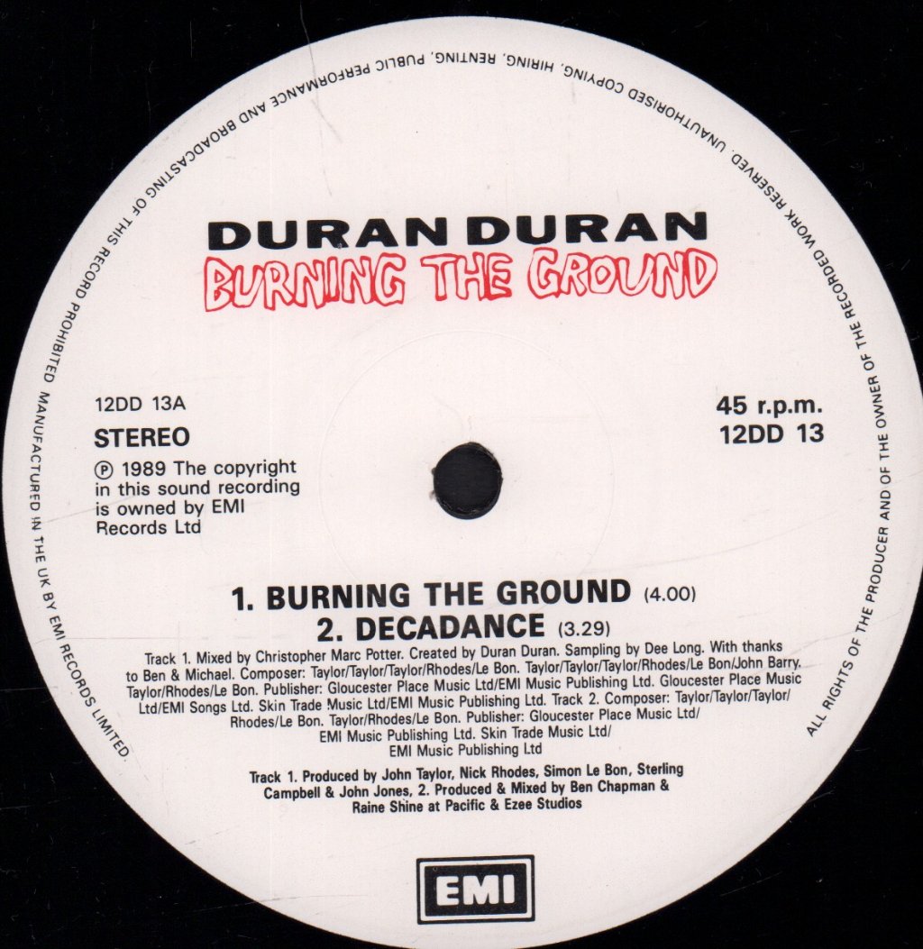 Duran Duran - Burning The Ground - 12 Inch