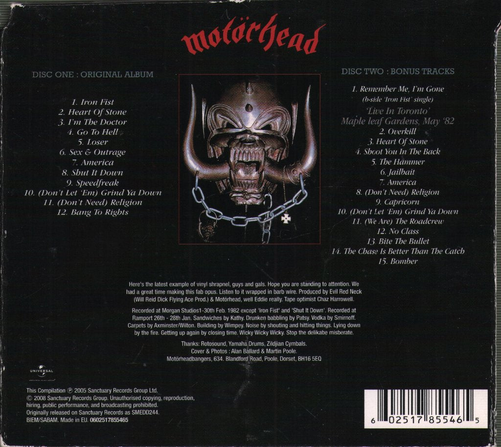 Motorhead - Iron Fist - Double Cd