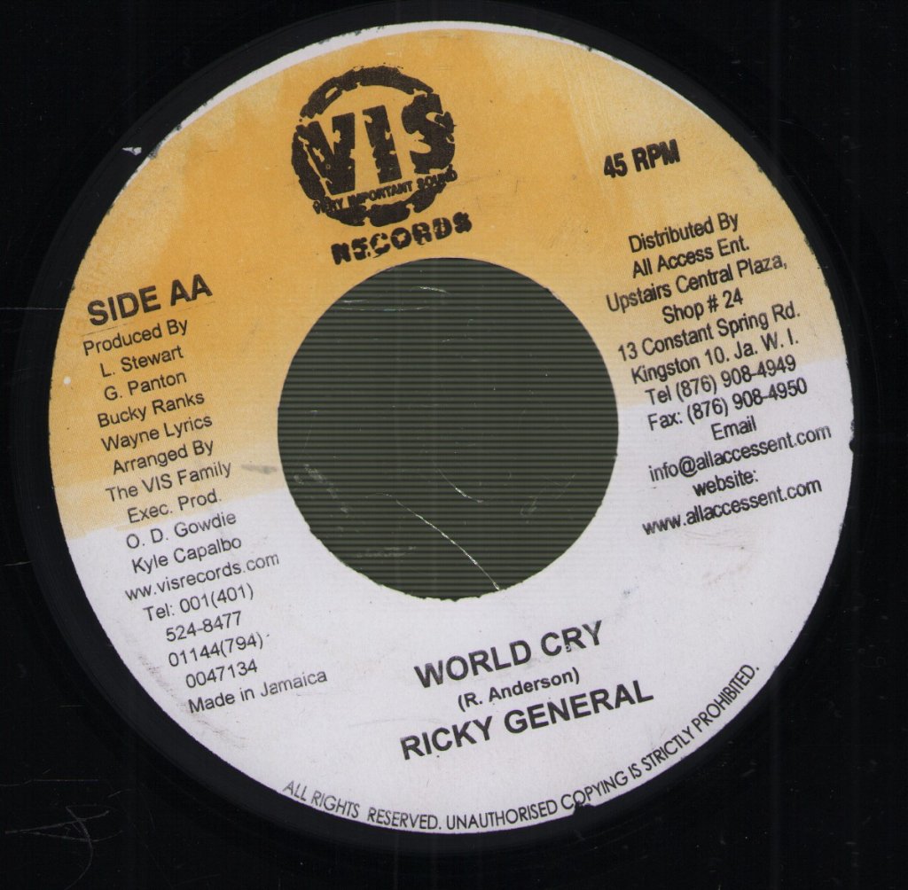 Sizzla / Ricky General - People A Suffer / World Cry - 7 Inch
