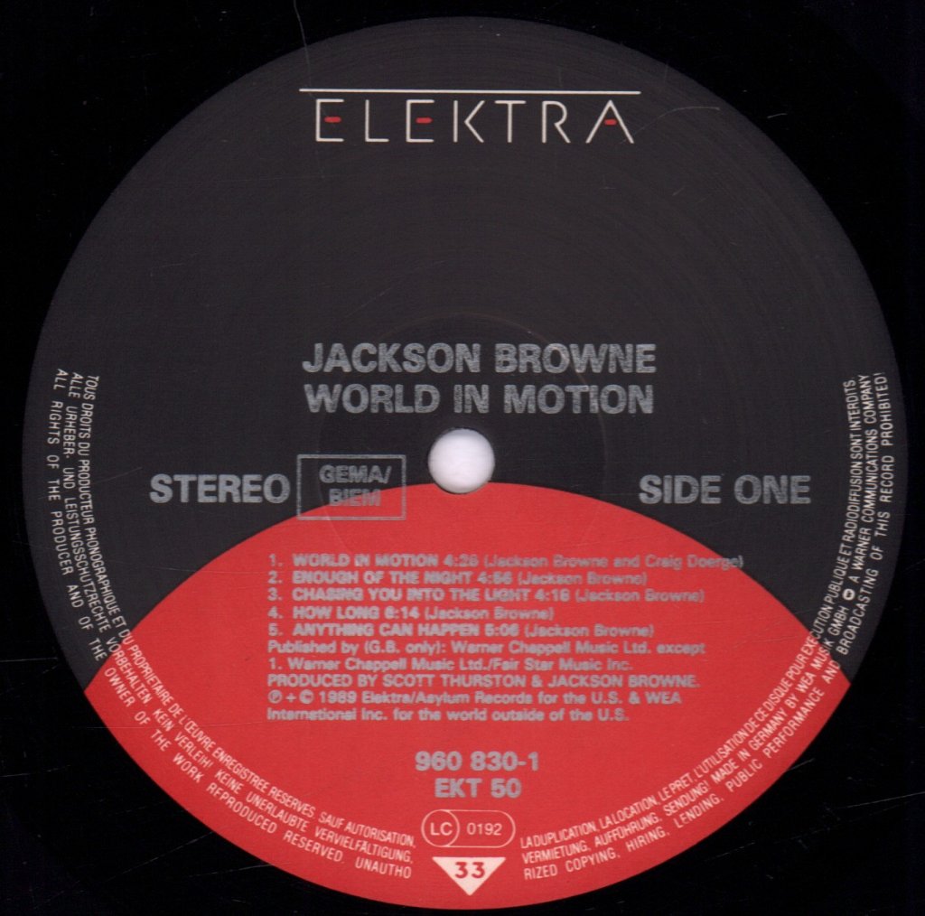 Jackson Browne - World In Motion - Lp