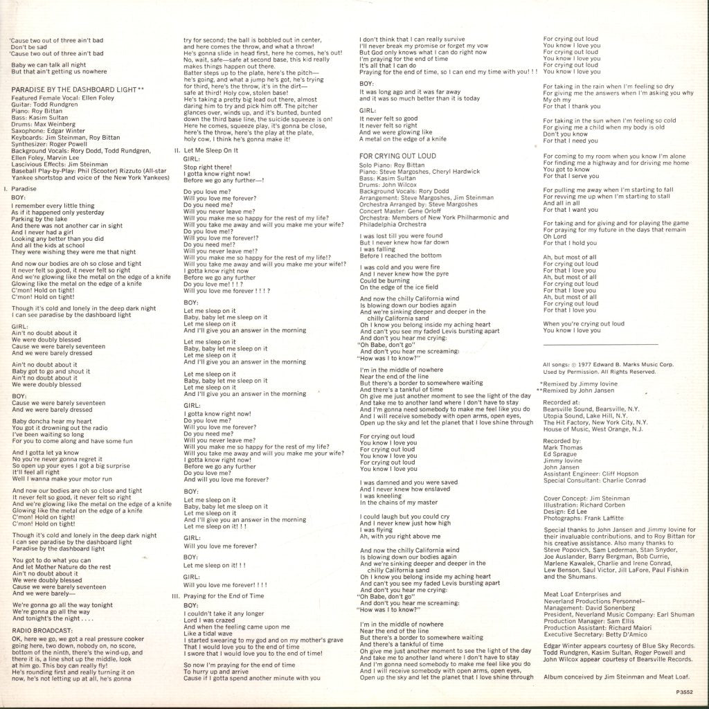 Meat Loaf - Bat Out Of Hell - Lp