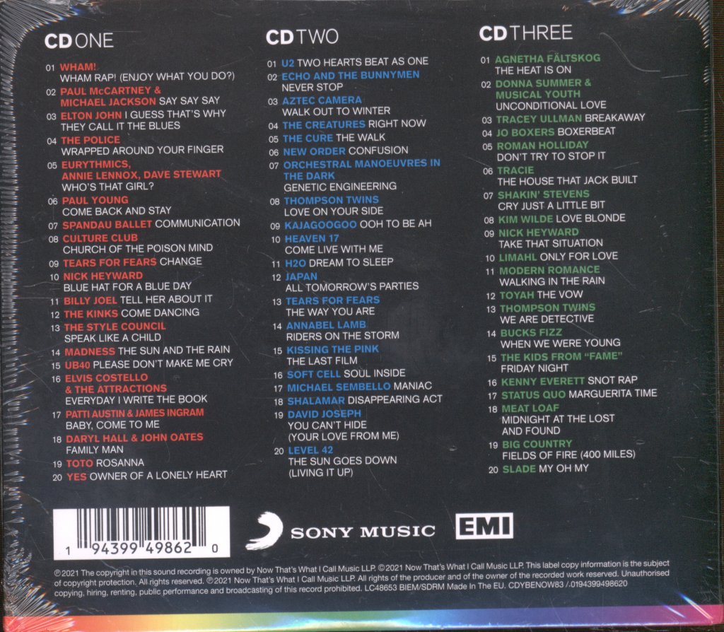 Various Artists - Now Yearbook Extra '83 (60 More Essential Hits From 1983) - Triple Cd