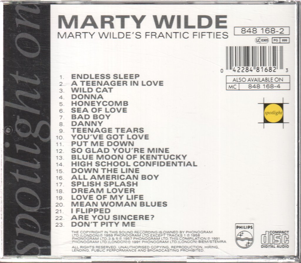 Marty Wilde - Marty Wilde's Frantic Fifties - Cd