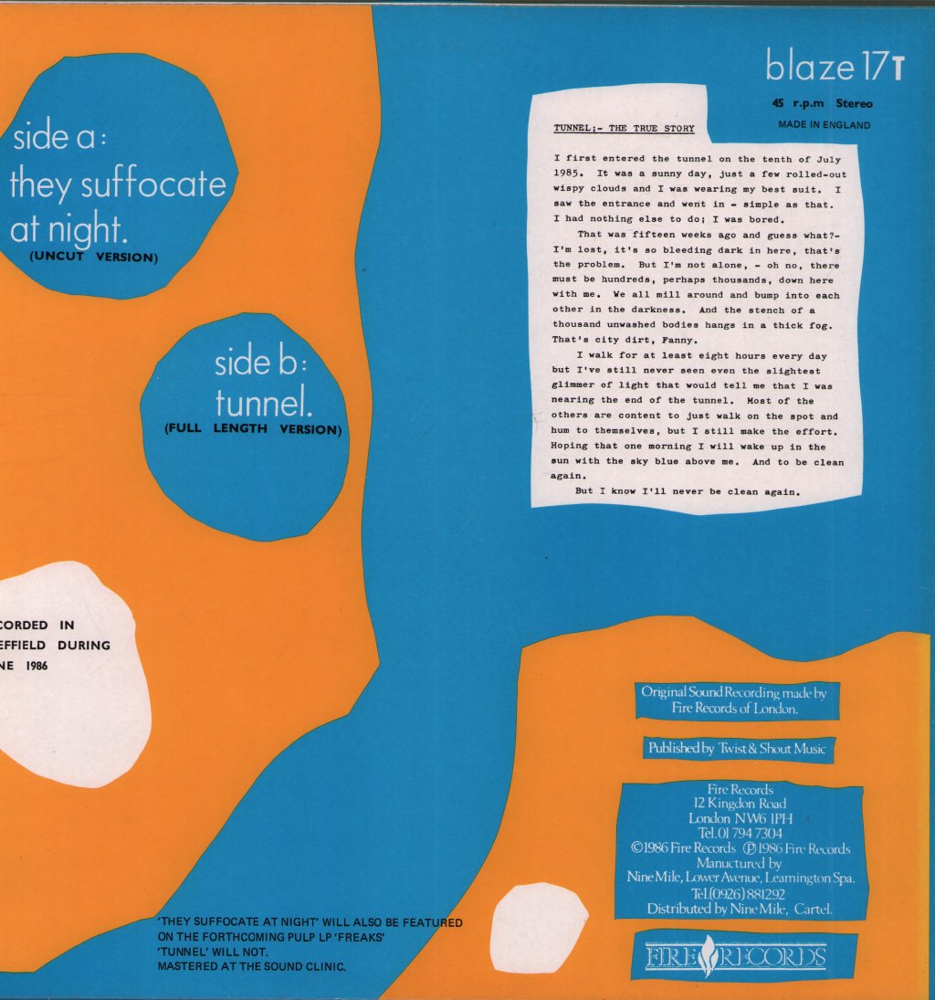 Pulp - They Suffocate At Night - 12 Inch