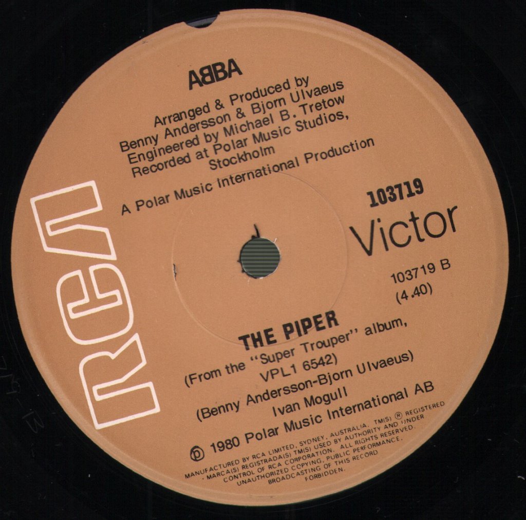 ABBA - On And On And On / The Piper - 7 Inch