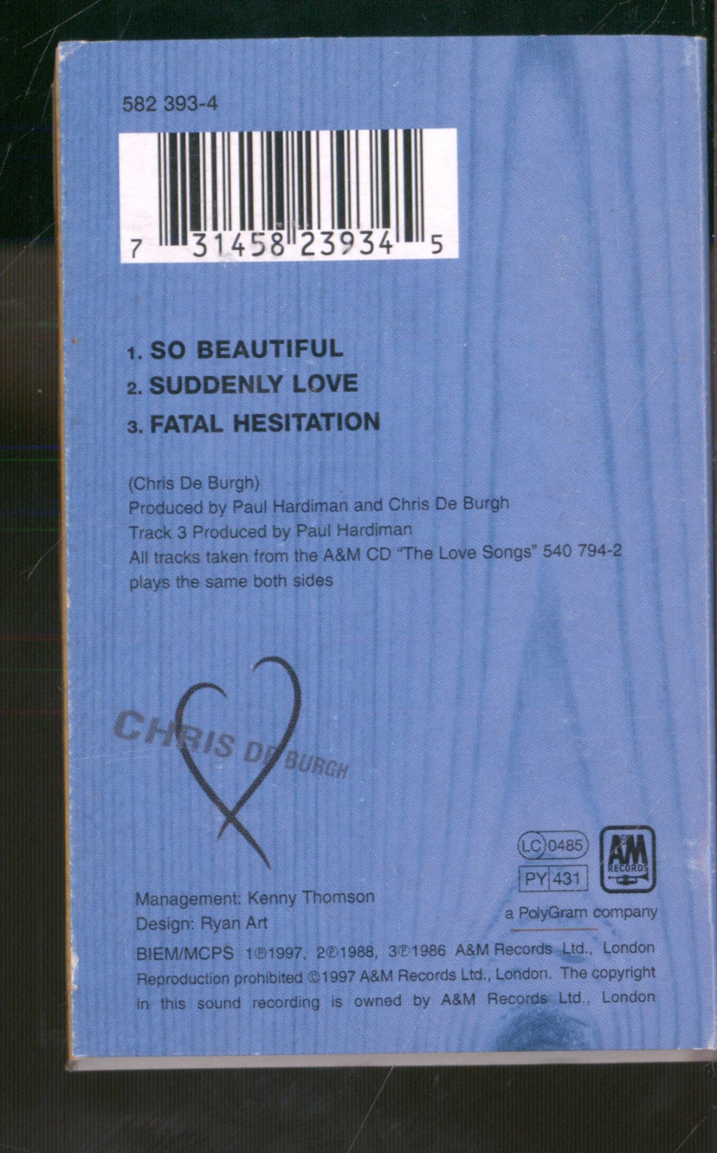 Chris De Burgh - So Beautiful - Cassette