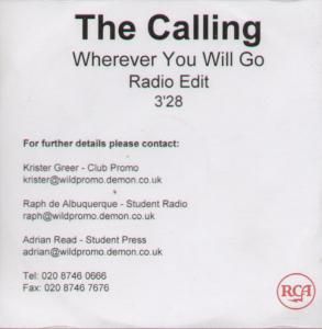Calling - Wherever You Will Go - Cdr